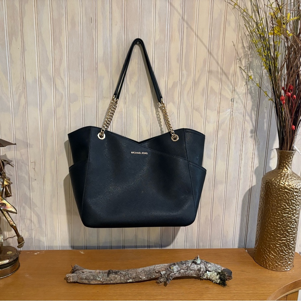 Michael Kors Black Shoulder Bag with Gold Chain